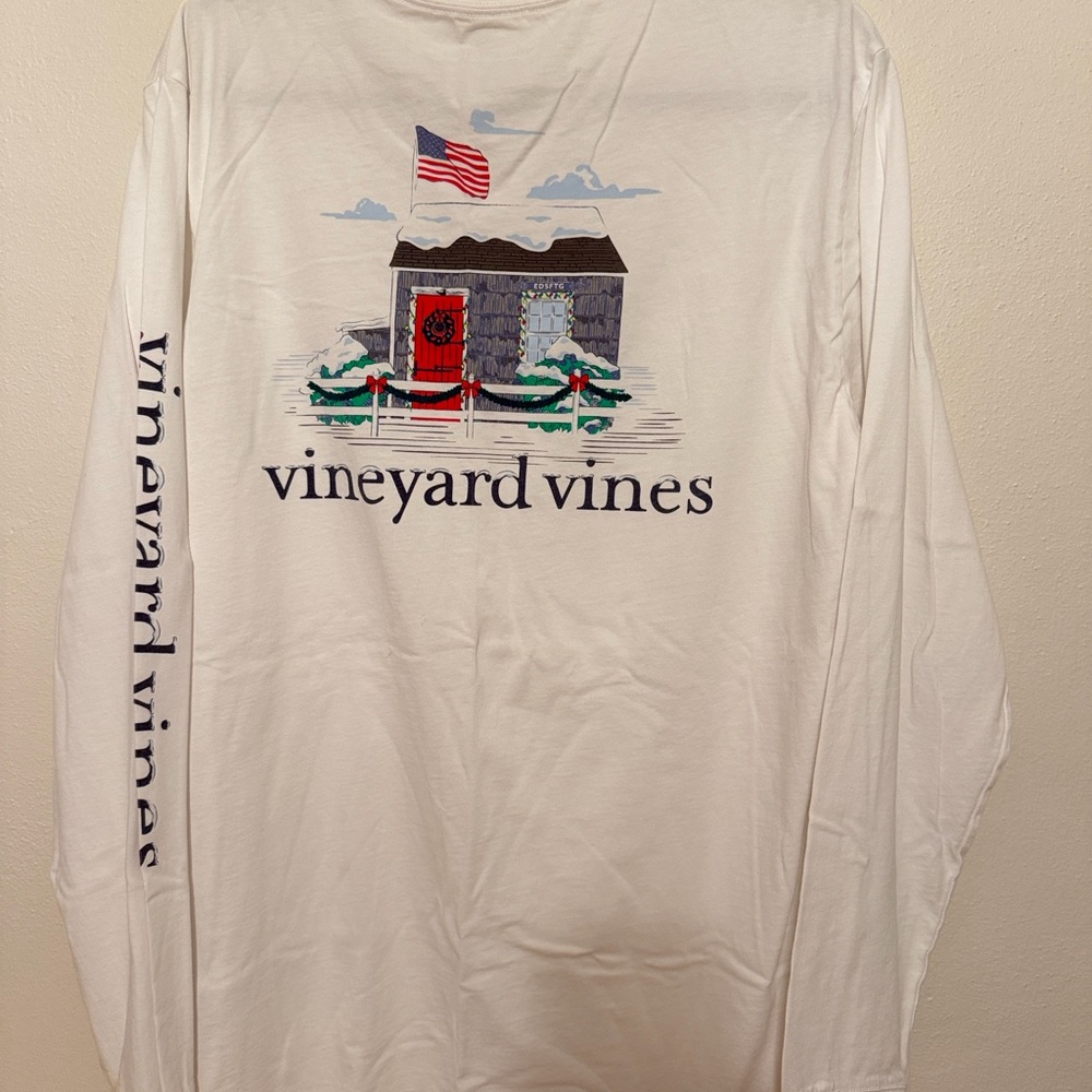 Vineyard Vines LS Christmas Crewneck Pocket Tee
